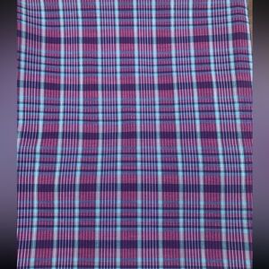 Vintage 1980s Blue Pink Silver Metallic Plaid Lightweight Fabric 3 Yrds +14”x44”